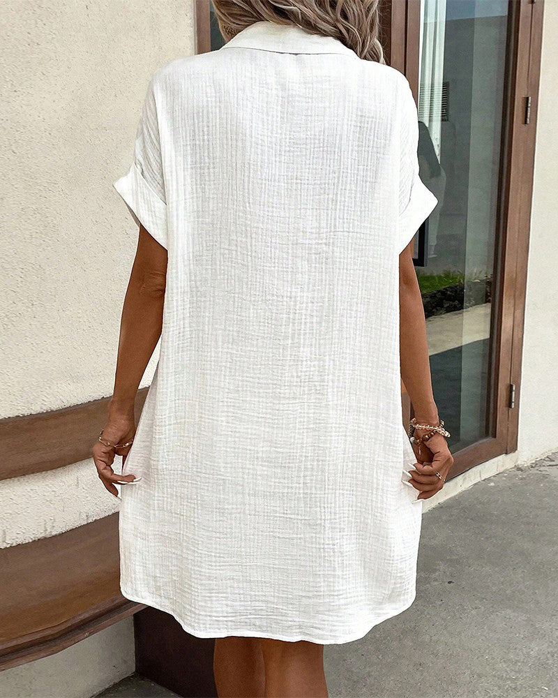 Cora Women's Mini Dress | Button Front, Collared Summer Style 7