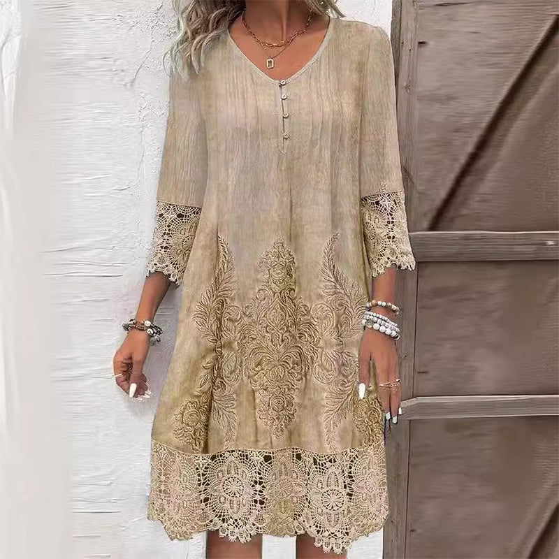 Vera Women's Midi Dress | Embroidered Detail, V-Neck, Summer Dress 2