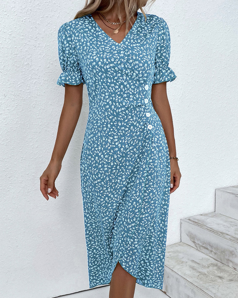 Wendy Women's Midi Dress | V-Neck Wrap Style, Short Sleeves 8
