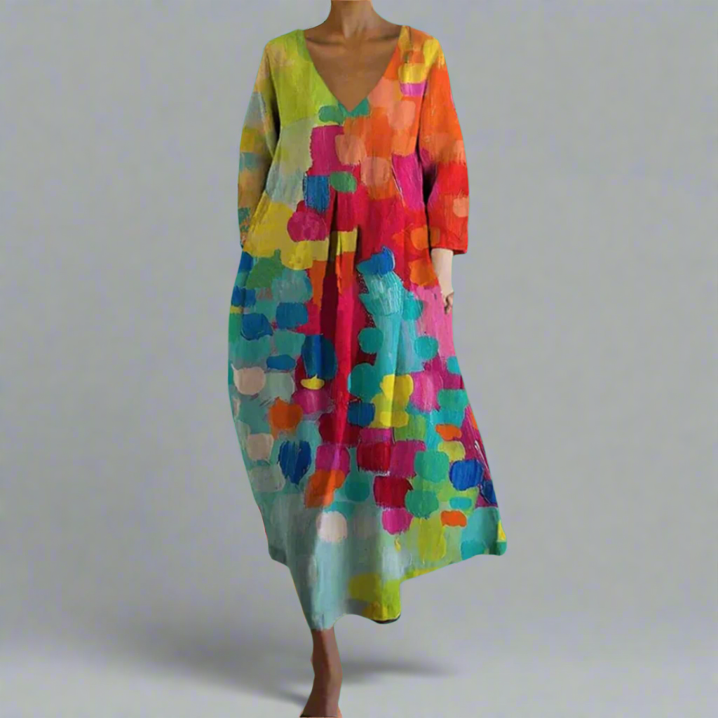 Ava Women's Maxi Dress | Abstract Print, Relaxed Fit 0
