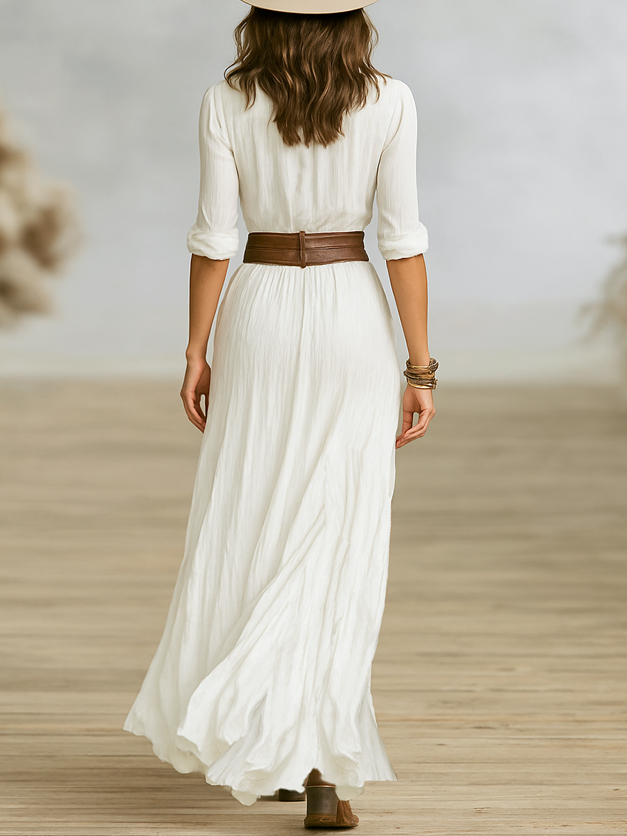 Bella Women's Maxi Dress | Button Front, Belted, Elegant Summer Style 7