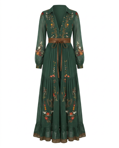 Bella Women's Maxi Dress | Embroidered V Neck, Bohemian Style, Plus Size Available 5