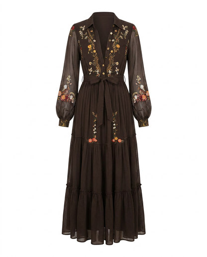 Bella Women's Maxi Dress | Embroidered V Neck, Bohemian Style, Plus Size Available 6
