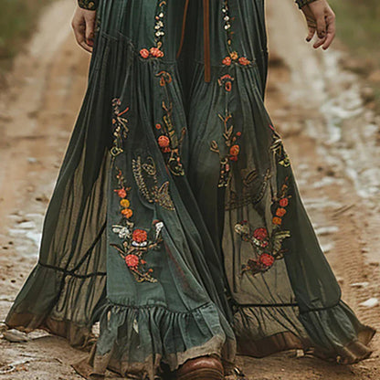 Bella Women's Maxi Dress | Embroidered V Neck, Bohemian Style, Plus Size Available 8