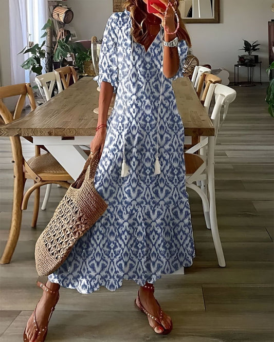 Bella Women's Maxi Dress | V-Neck Bohemian Style, Relaxed Fit 0