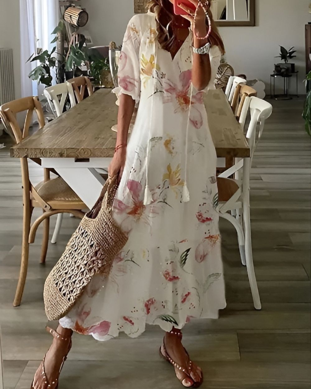 Bella Women's Maxi Dress | V-Neck Bohemian Style, Relaxed Fit 5