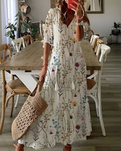 Bella Women's Maxi Dress | V-Neck Bohemian Style, Relaxed Fit 6