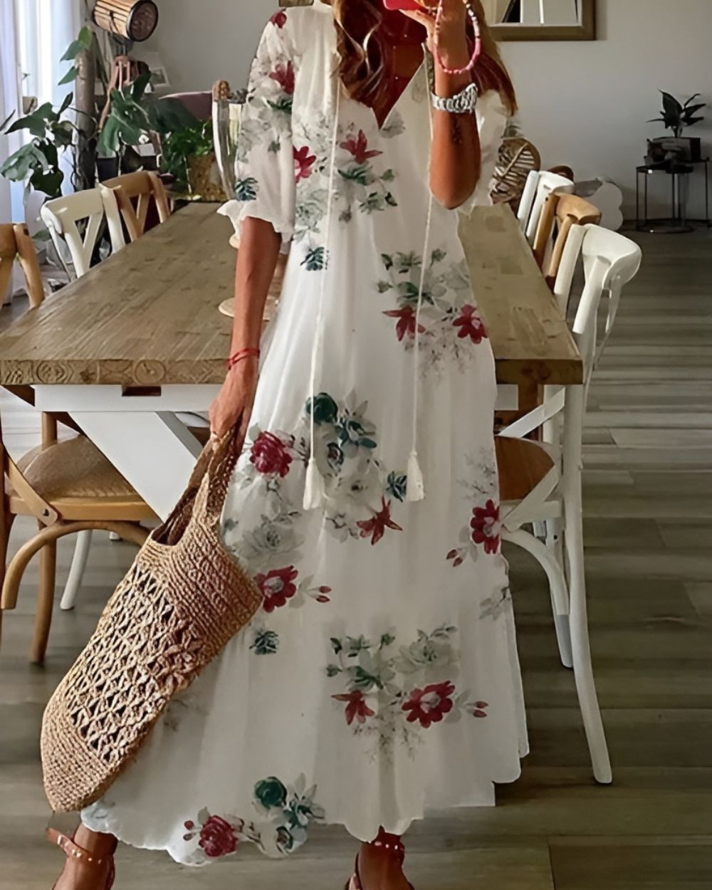 Bella Women's Maxi Dress | V-Neck Bohemian Style, Relaxed Fit 7