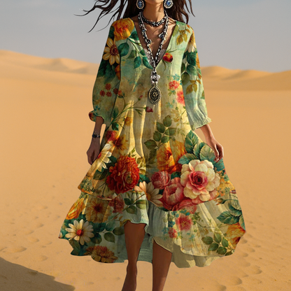 Bella Women's Summer Dress | Floral Print, V-Neck, 3/4 Sleeve 2