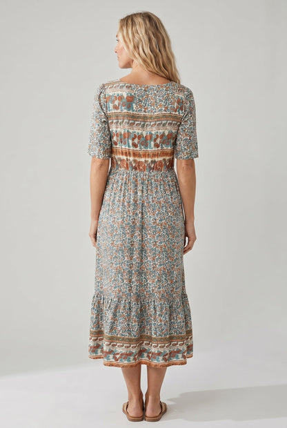 Bella Women's Summer Midi Dress | Bohemian Print, Flattering Fit, Plus Size Available 3