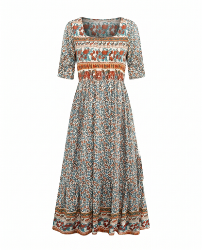 Bella Women's Summer Midi Dress | Bohemian Print, Flattering Fit, Plus Size Available 5