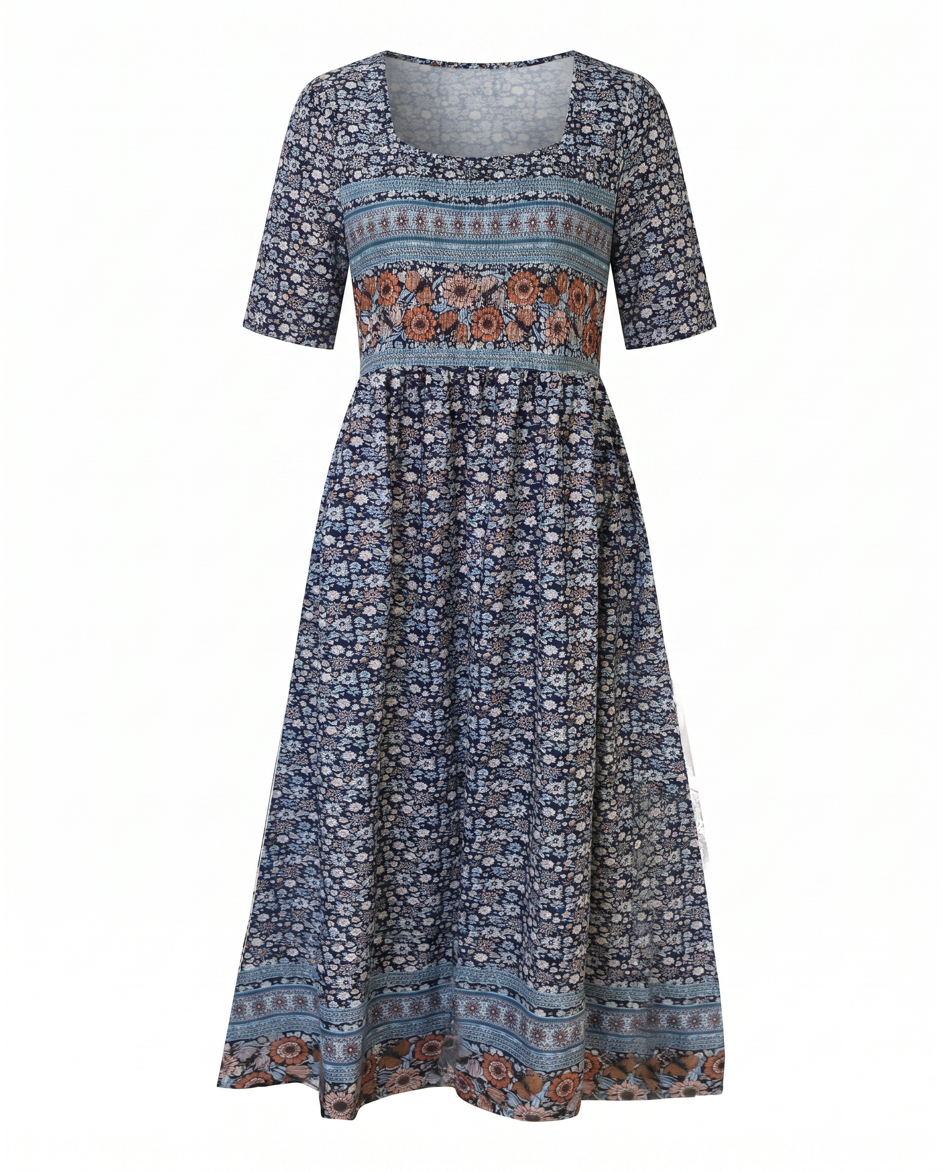 Bella Women's Summer Midi Dress | Bohemian Print, Flattering Fit, Plus Size Available 6