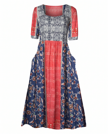 Bella Women's Summer Midi Dress | Bohemian Print, Flattering Fit, Plus Size Available 8
