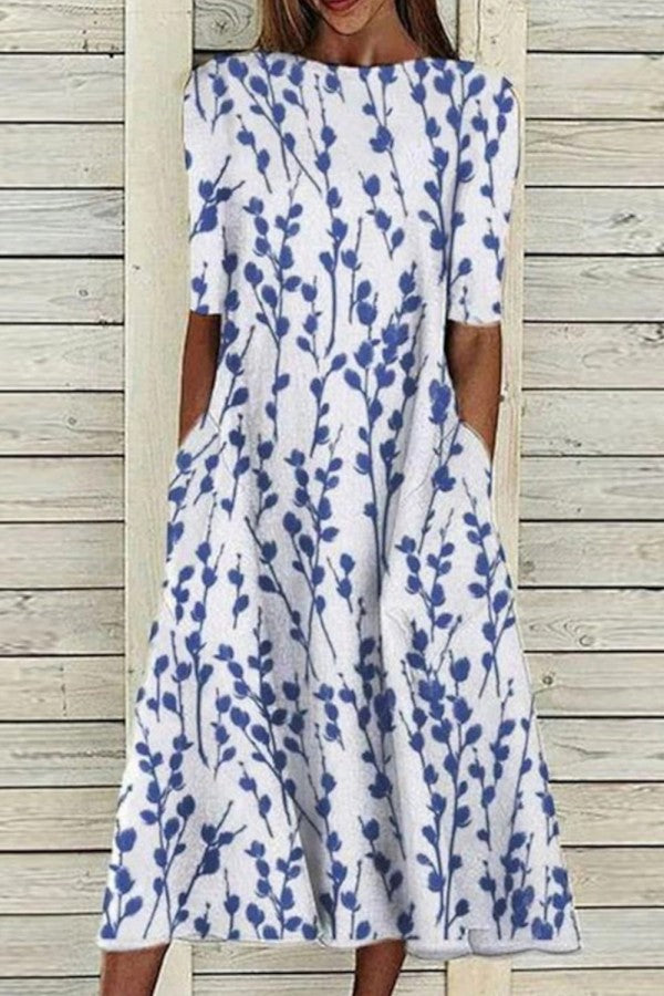 Cleo Women's Midi Dress | Botanical Print, Flared Silhouette 0