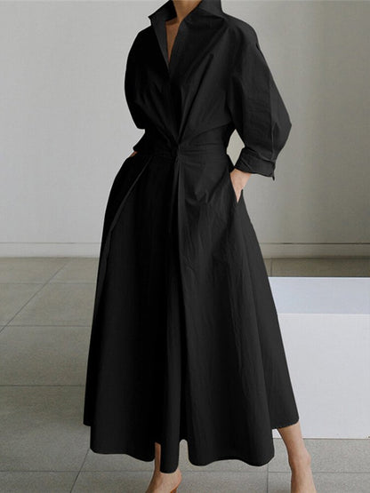 Cora Women's Maxi Dress | Collared Design with Pockets 3