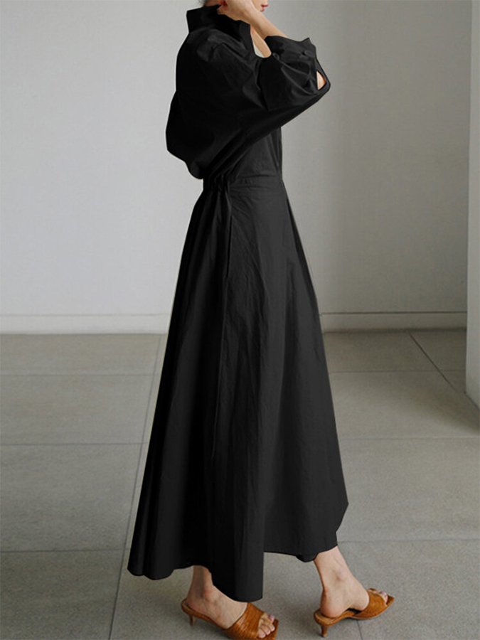 Cora Women's Maxi Dress | Collared Design with Pockets 5