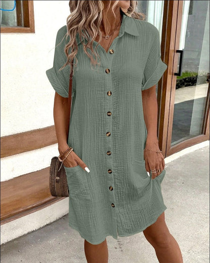 Cora Women's Mini Dress | Button Front, Collared Summer Style 3