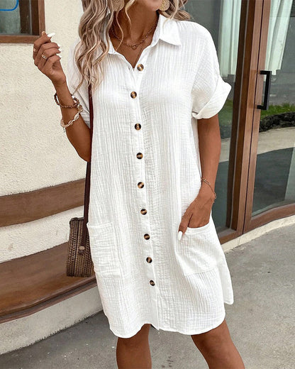 Cora Women's Mini Dress | Button Front, Collared Summer Style 4