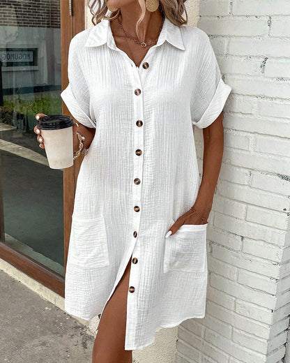 Cora Women's Mini Dress | Button Front, Collared Summer Style 5
