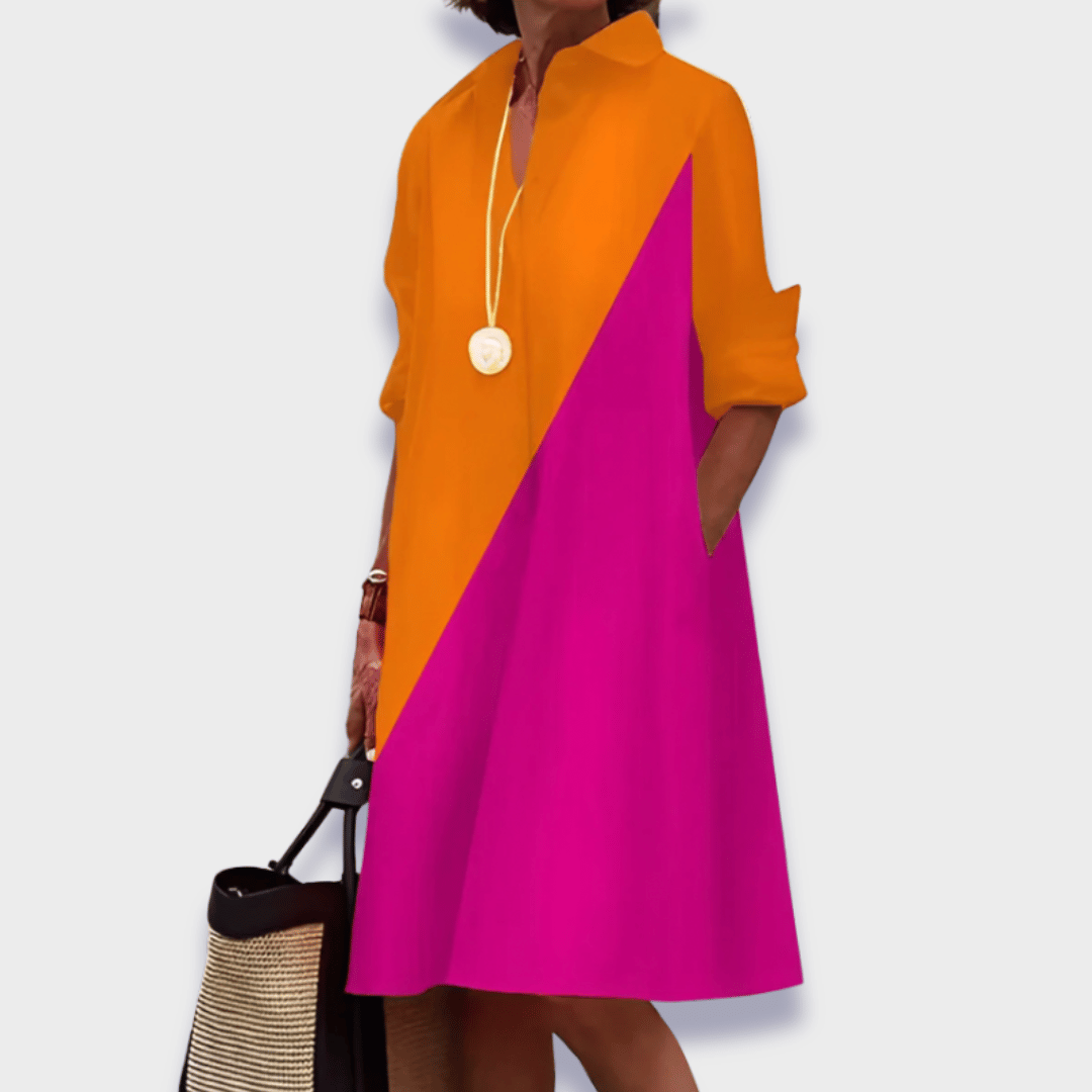 Cora Women's Polo Dress | Flared Midi with Long Sleeves 3