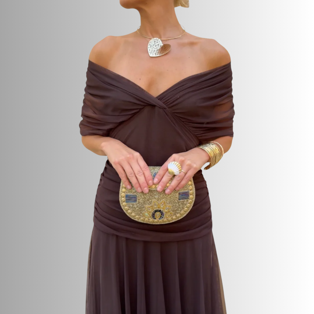 Diana Women's Maxi Dress | Elegant Chiffon, Off-Shoulder Evening Gown 1