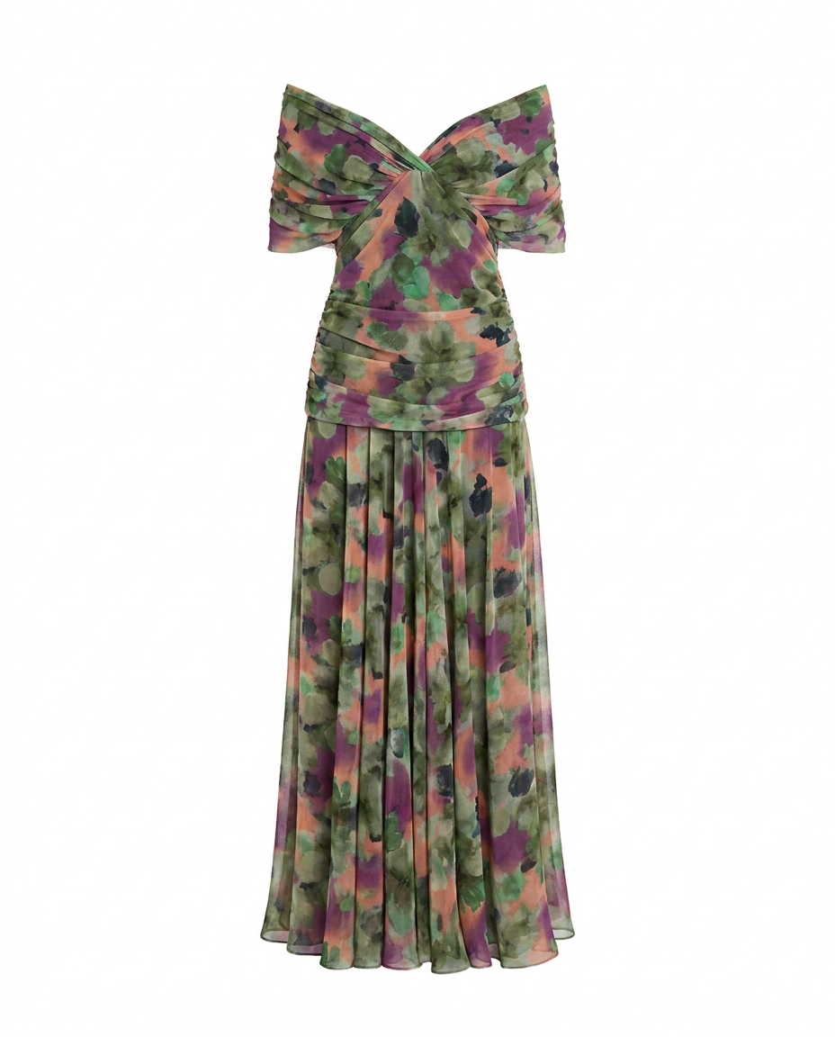 Diana Women's Maxi Dress | Elegant Chiffon, Off-Shoulder Evening Gown 8