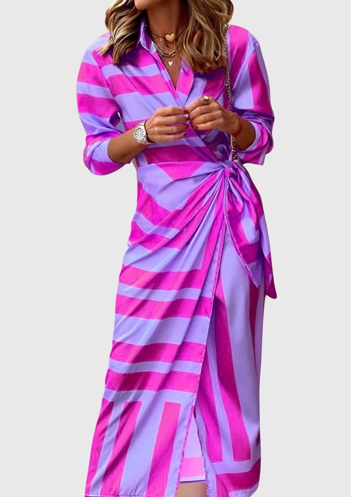 Evelyn Women's Wrap Maxi Dress | Chic Print Design, Flattering Fit 11
