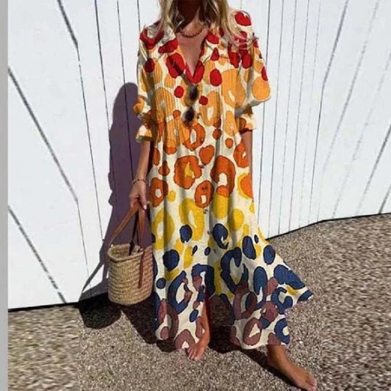 Fiona Women's Maxi Dress | Floral Print, V-Neck 1