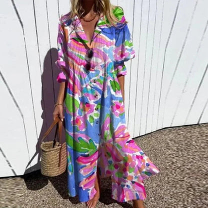 Fiona Women's Maxi Dress | Floral Print, V-Neck 2
