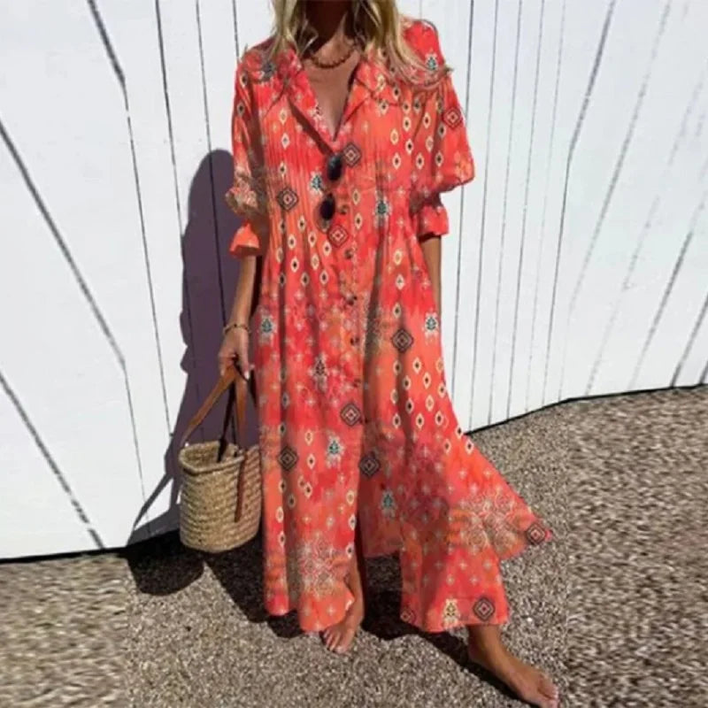 Fiona Women's Maxi Dress | Floral Print, V-Neck 3