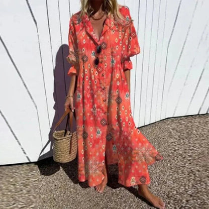 Fiona Women's Maxi Dress | Floral Print, V-Neck 3