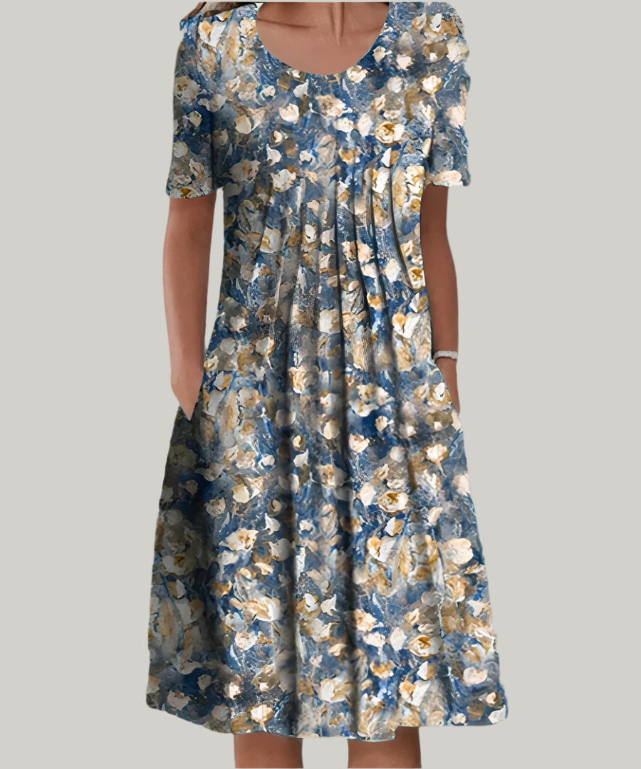Fiona Women's Midi Dress | Floral Print, Short Sleeve, Lightweight 2