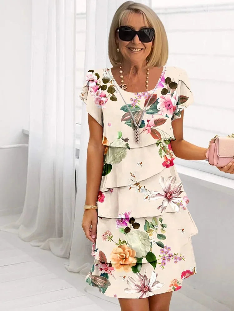 Fiona Women's Mini Dress | Floral Print, Tiered Design 3