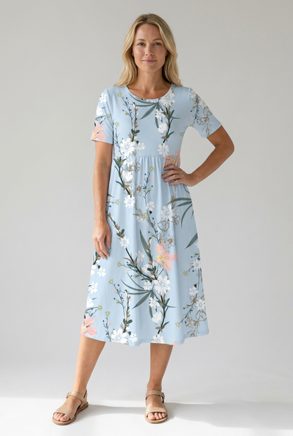 Flora Women's Midi Dress | A-Line, Breathable Fabric, Floral Print, Plus Size Available 1
