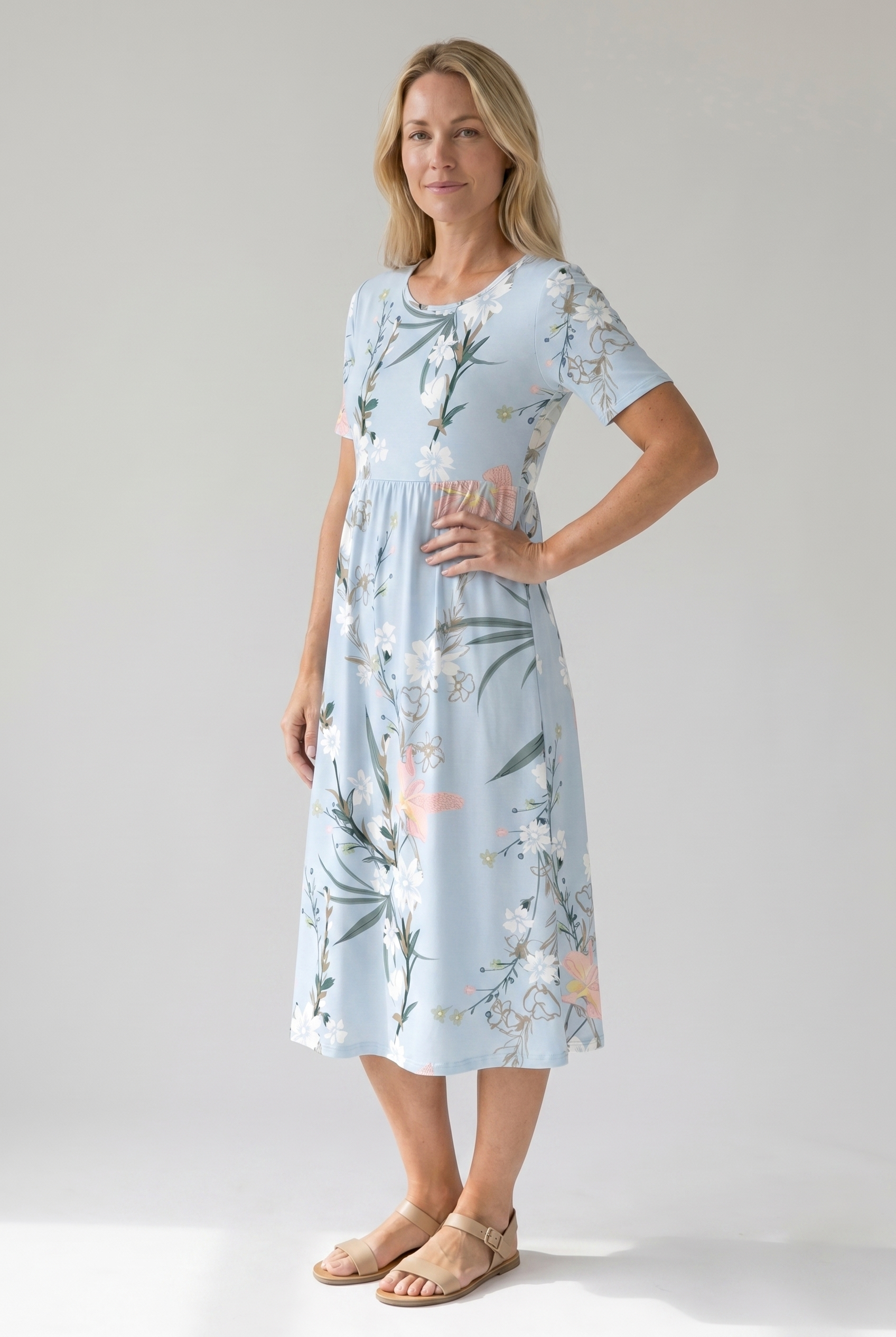Flora Women's Midi Dress | A-Line, Breathable Fabric, Floral Print, Plus Size Available 2