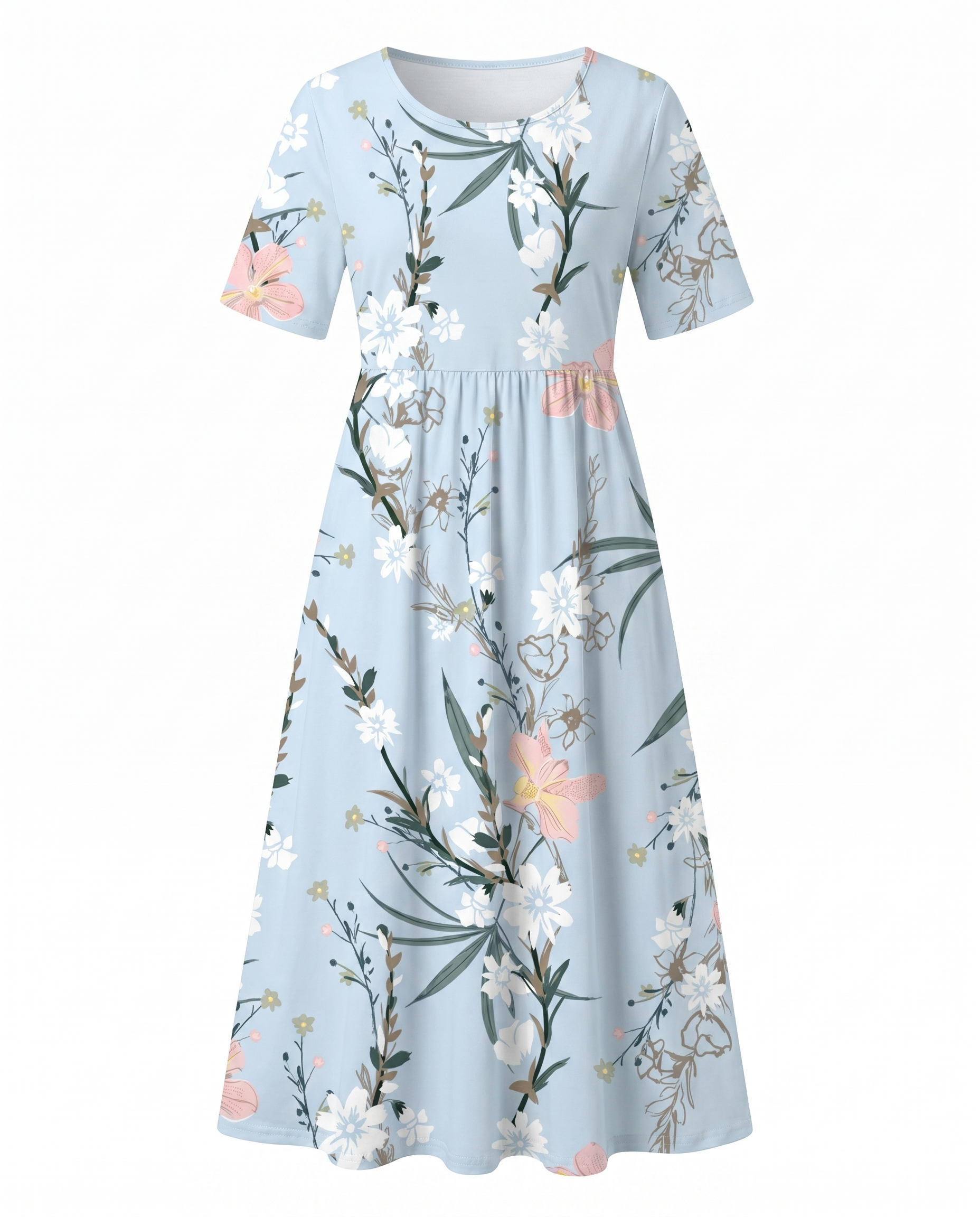 Flora Women's Midi Dress | A-Line, Breathable Fabric, Floral Print, Plus Size Available 5