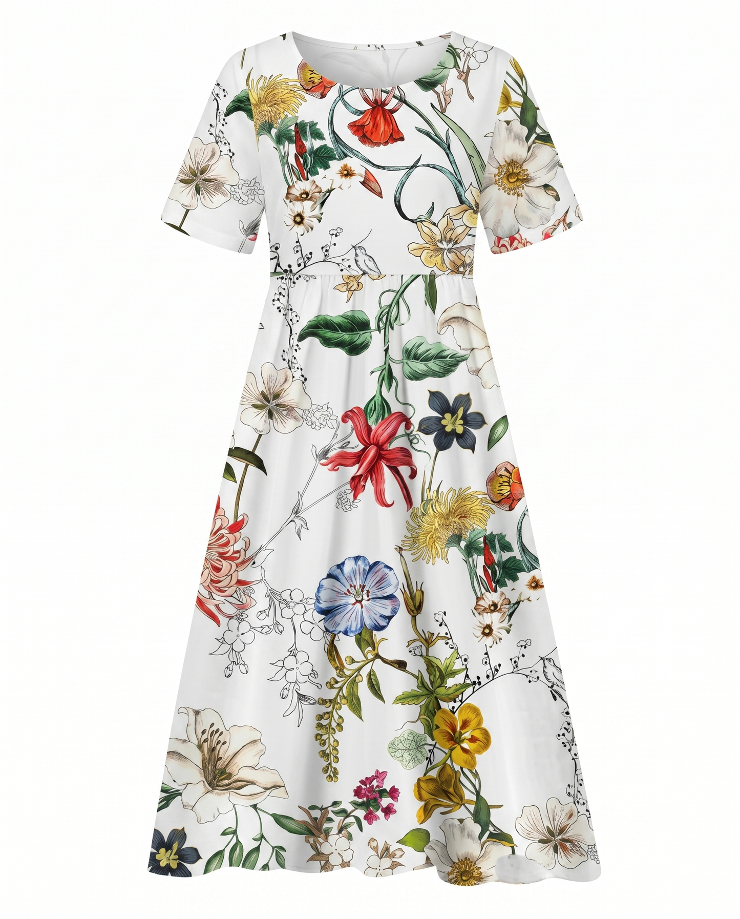 Flora Women's Midi Dress | A-Line, Breathable Fabric, Floral Print, Plus Size Available 6