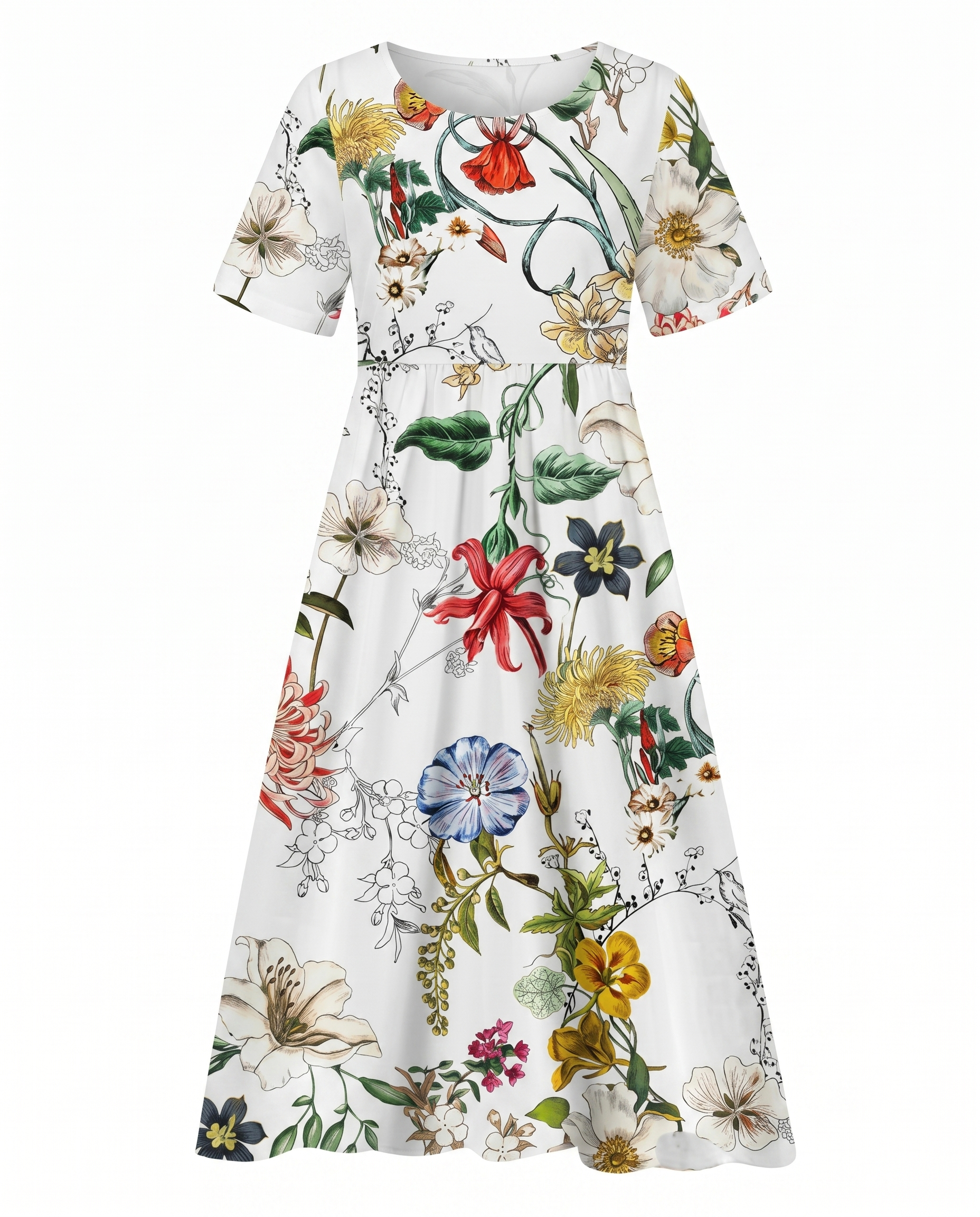 Flora Women's Midi Dress | A-Line, Breathable Fabric, Floral Print, Plus Size Available 6