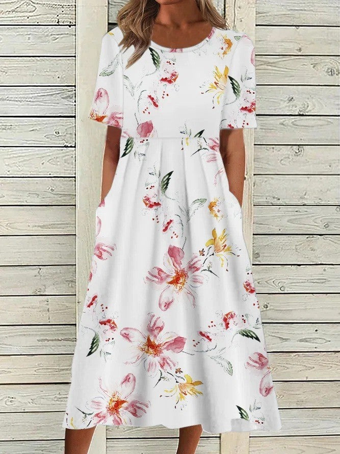Flora Women's Midi Dress | A-Line, Breathable Fabric, Floral Print, Plus Size Available 9