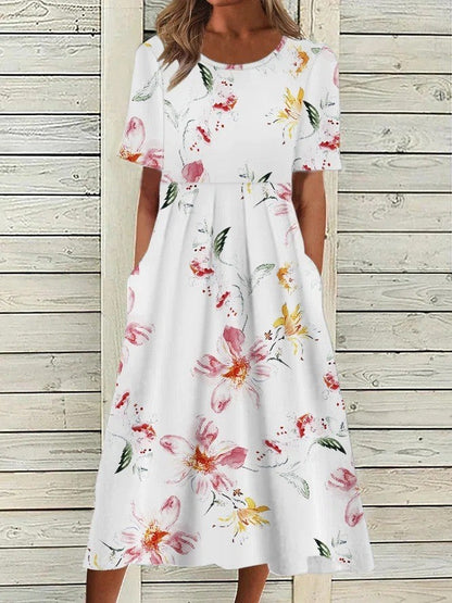 Flora Women's Midi Dress | A-Line, Breathable Fabric, Floral Print, Plus Size Available 9