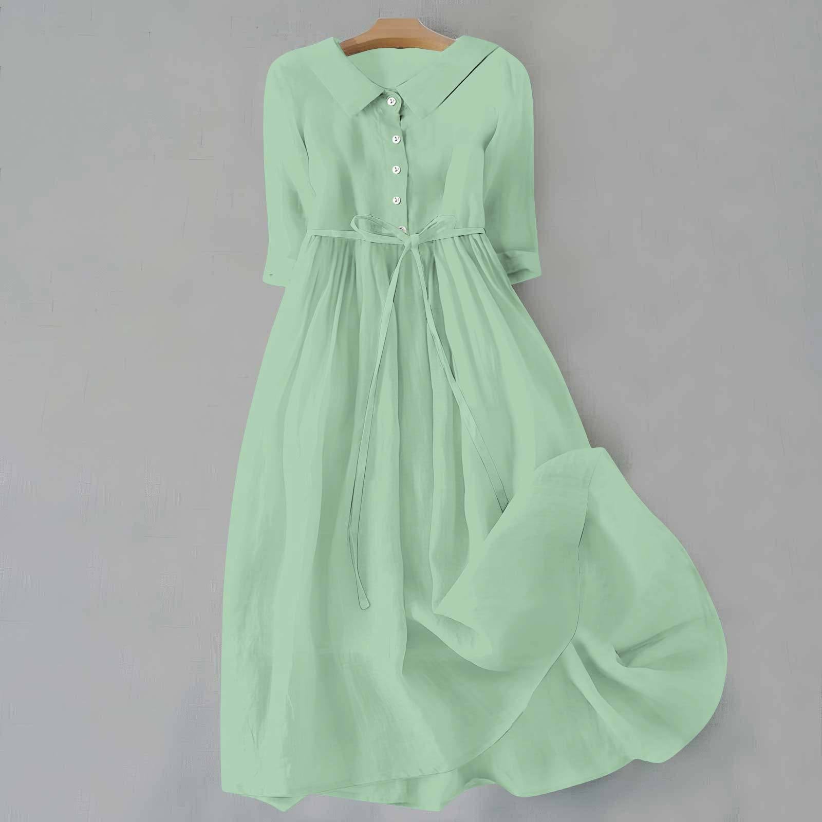 Gina Women's Midi Dress | V-Neck, Gathered Waist, Casual Summer Dresses 5