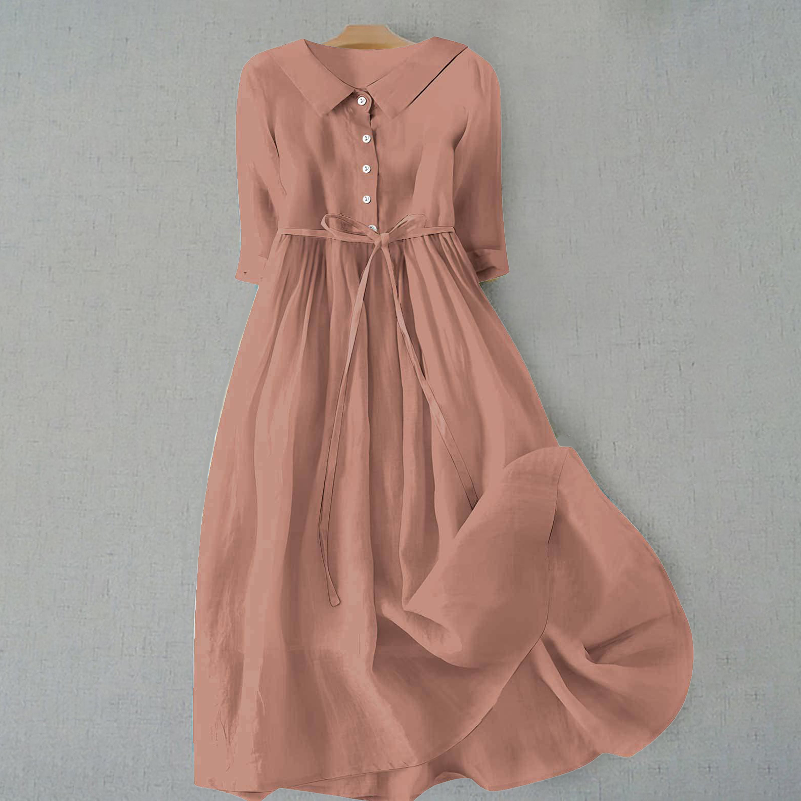 Gina Women's Midi Dress | V-Neck, Gathered Waist, Casual Summer Dresses 9