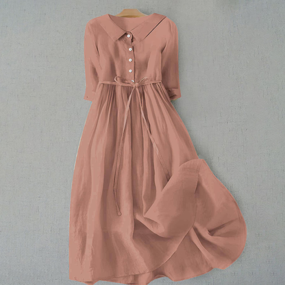 Gina Women's Midi Dress | V-Neck, Gathered Waist, Casual Summer Dresses 9