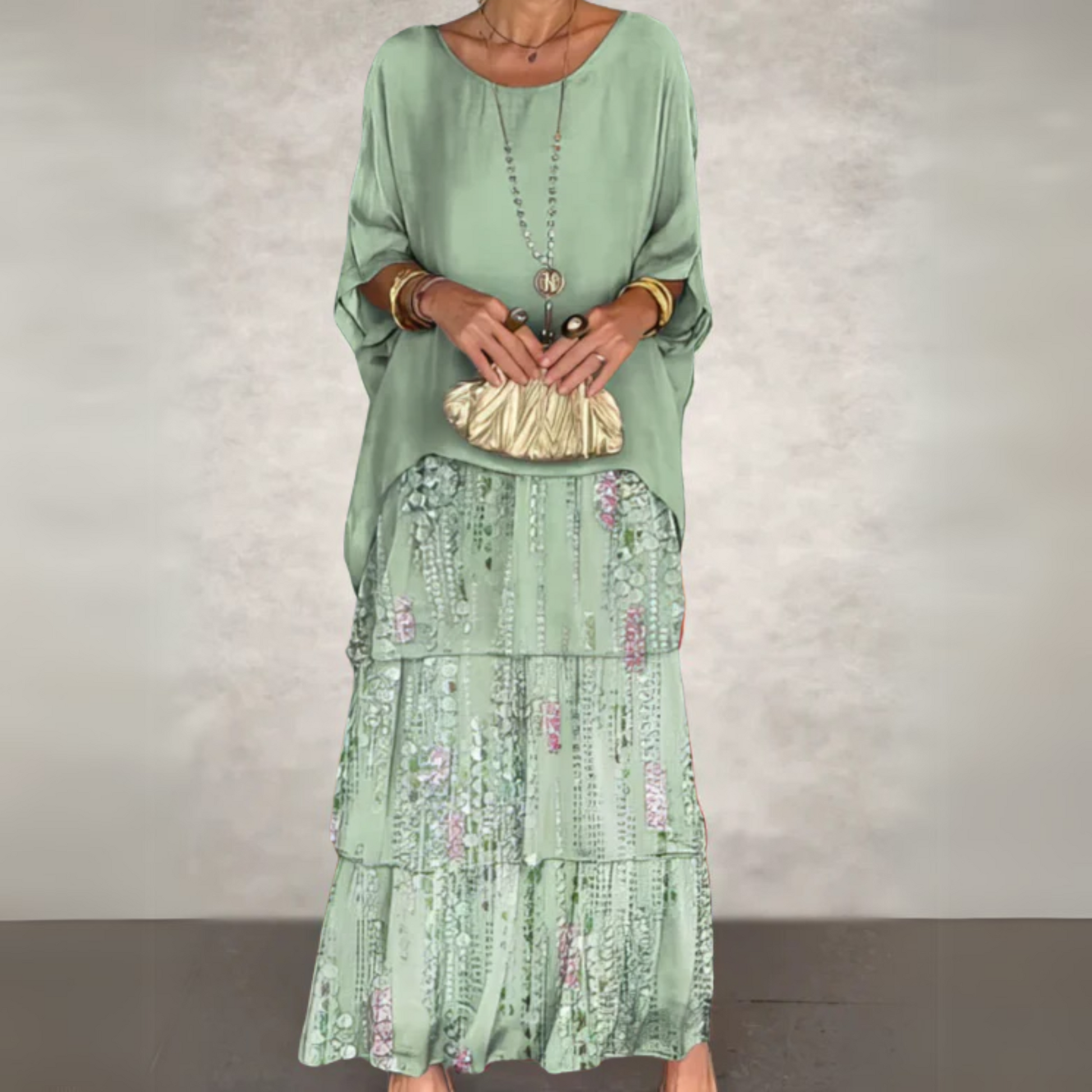 Lara Women's Maxi Dress | Layered Design, Long Sleeves, Elegant Summer Dress 2