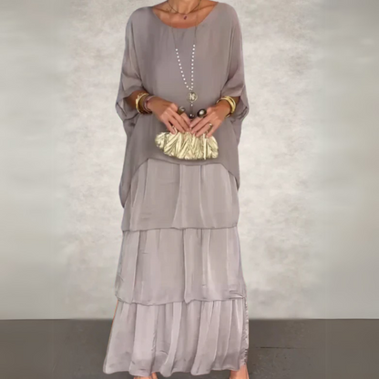 Lara Women's Maxi Dress | Layered Design, Long Sleeves, Elegant Summer Dress 3