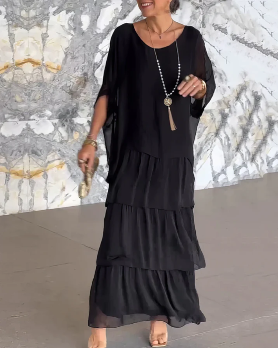 Lara Women's Maxi Dress | Layered Design, Long Sleeves, Elegant Summer Dress 7