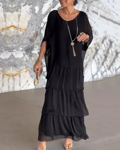 Lara Women's Maxi Dress | Layered Design, Long Sleeves, Elegant Summer Dress 7
