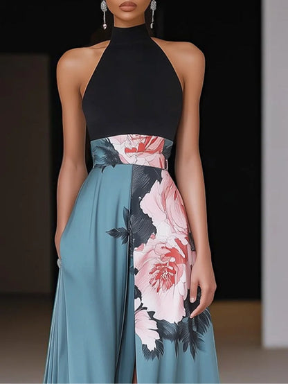 Lina Women's Maxi Dress | Floral A-Line with Front Slit, Summer Elegance 1