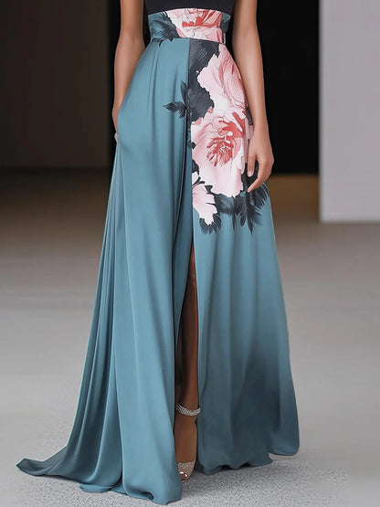 Lina Women's Maxi Dress | Floral A-Line with Front Slit, Summer Elegance 2
