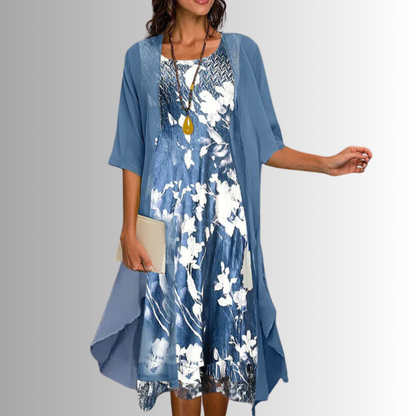 Lina Women's Midi Dress | Printed Layered Design, Lightweight Fabric 0
